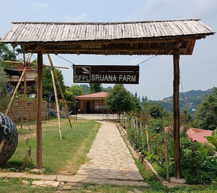Welcoming reception area at Srijana Farm