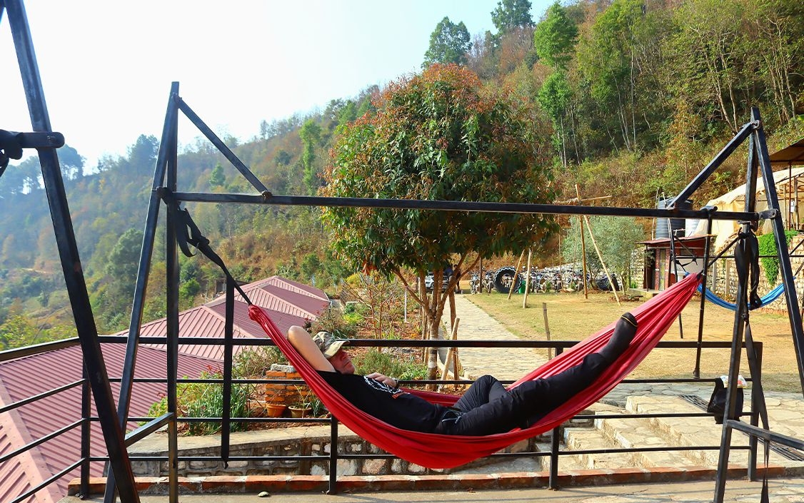 Exterior garden and natural landscape at Srijana Farm, Palpa